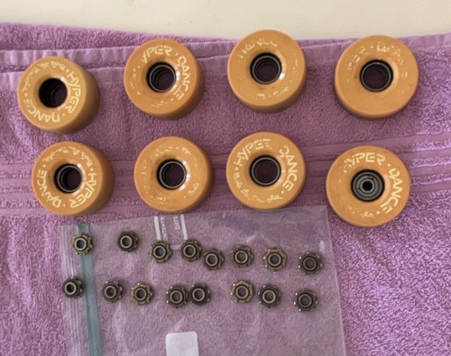Vintage Set of (8) Hyper Dance Roller Skate Wheels + bearings Bob
