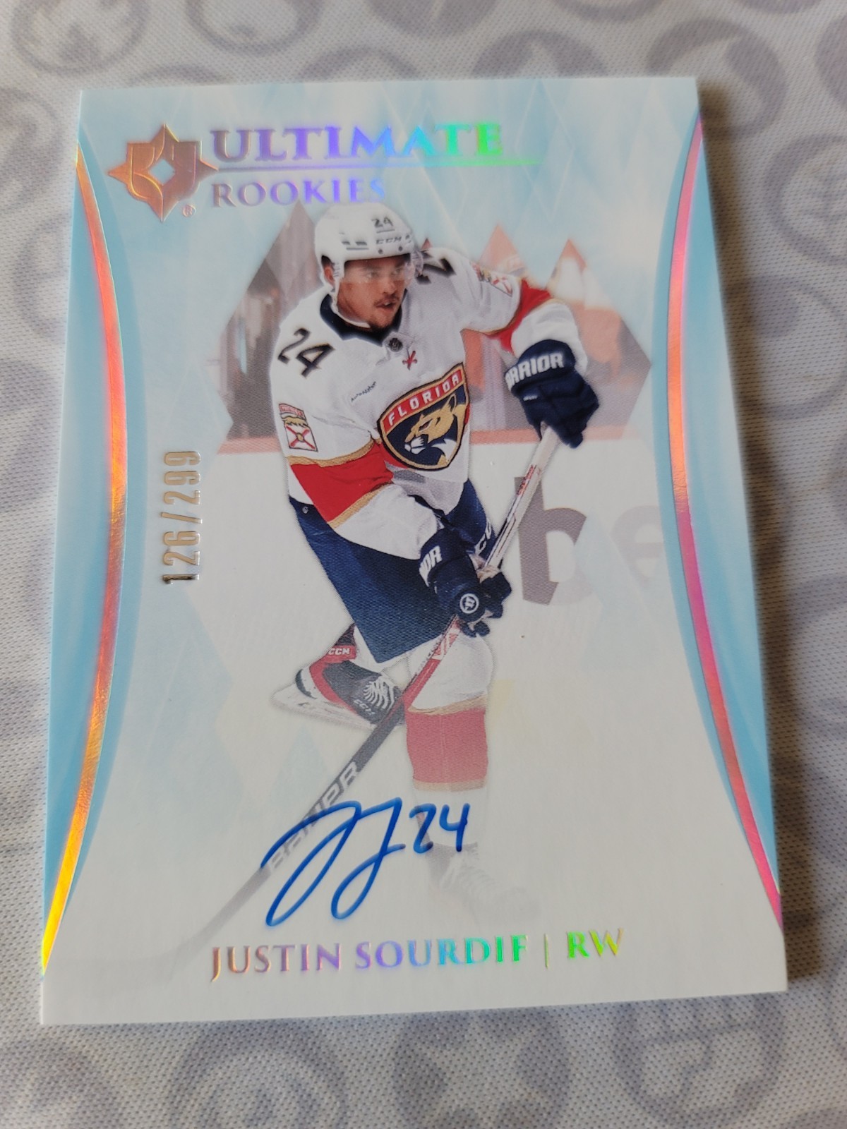 Justin Sourdif 2023-24 Upper Deck Ultimate Rookie Auto #130 #/299 RC