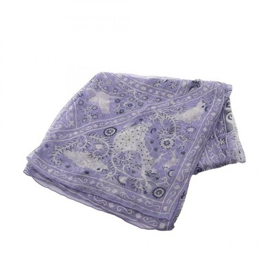 Hermes Carre 140 Muslin Peuple du Vent Silk Scarf Multi Purple Used