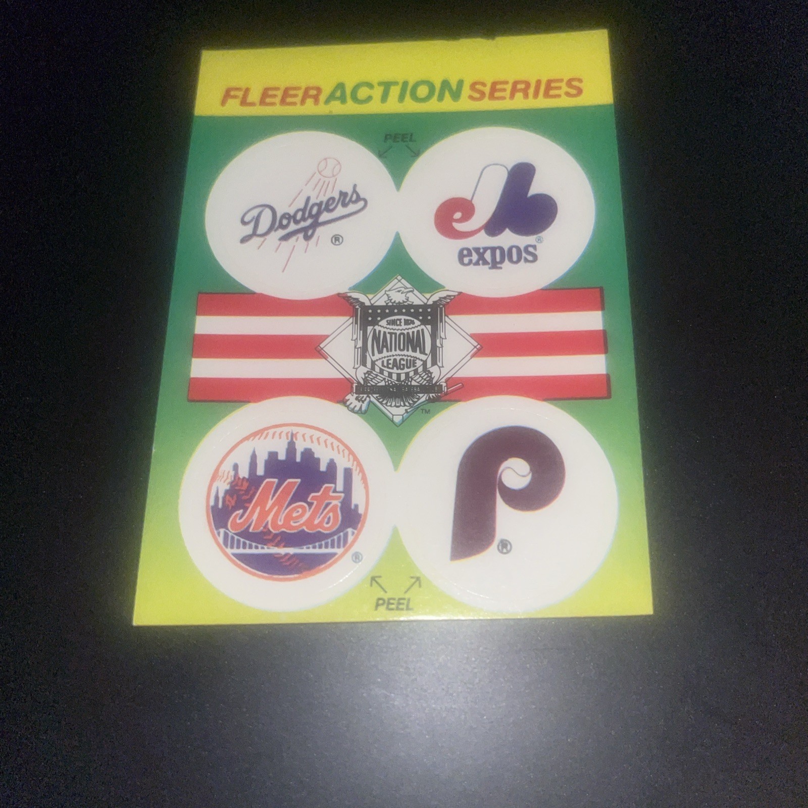 1990 Fleer Action Series Team Stickers NL Dodgers Expos Mets Phillies