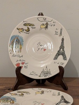 Anthropologie Linea Carta Paris I Love You Plates Set of 2 Eiffel Tower