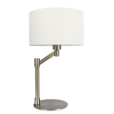 AS Brushed Nickel Table Lamp with On/Off Switch Curved Metal Base Linen Shade