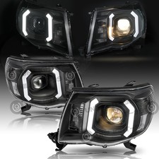 For Toyota Tacoma 2005-2011 Led Tube Projector Headlights Black Headlamps Lr