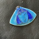 MCM Modernism Heinz Enamel Silver FACE Pendant Signed 1-1/2” VVG Teal Royal — photo 4