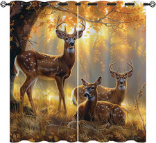 Deer Blackout Curtains for Girls Boy Home Decor, Rustic Animal Forest Wildlife E