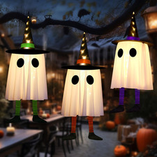 Halloween Party Decorations Lights, Set of 3 Hanging Witch Hat Light Decor, Outd