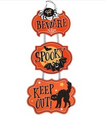 Halloween Hanging Door Sign-  Beware /Spooky/Keepout