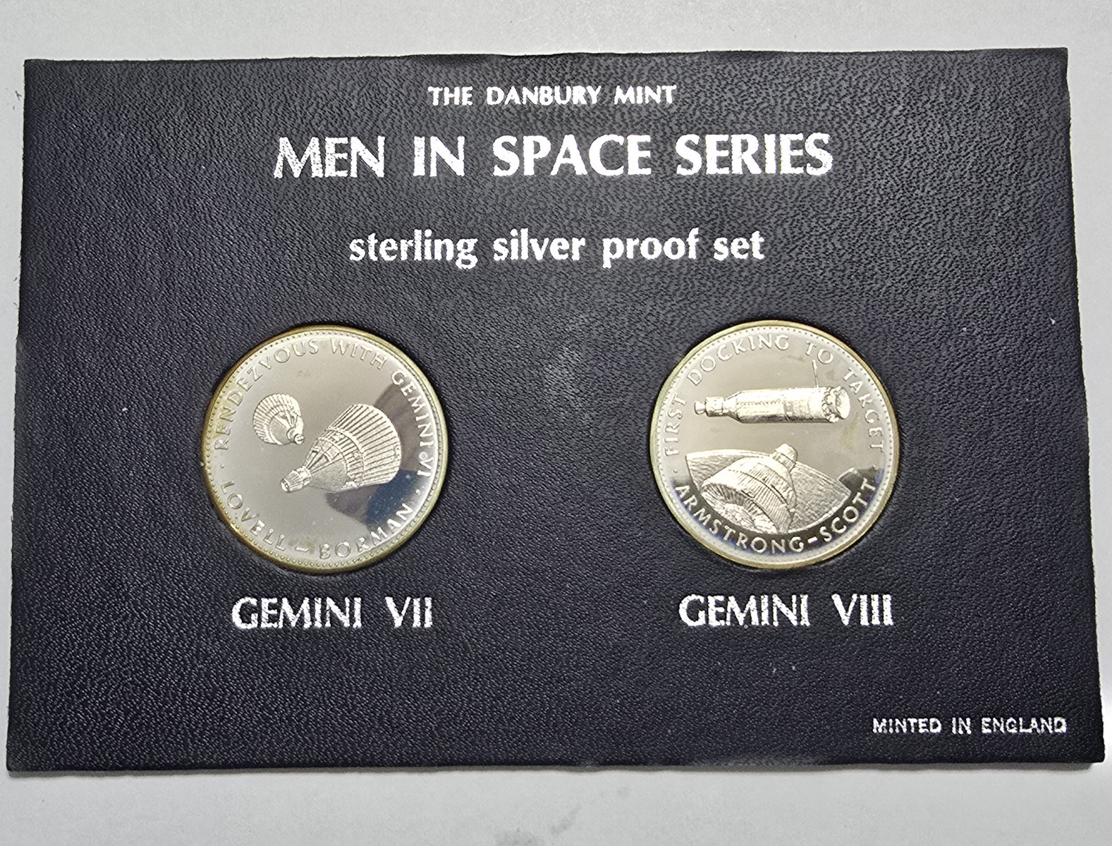 The Danbury Mint Men in Space Gemini VII & VIII Sterling Silver 0.925 Medals