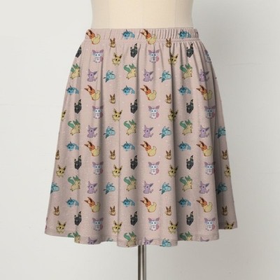 Eevee Evolution Pokemon Pink Pattern Skater Skirt with Pockets Sizes S 6XL 4-22