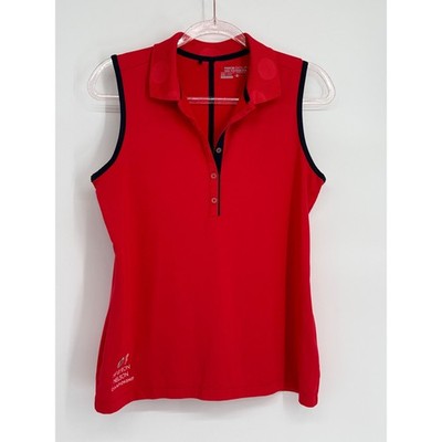Nike Dri-FIT Womens Red Sleeveless Golf Polo Sz M HP Byron Nelson Championship