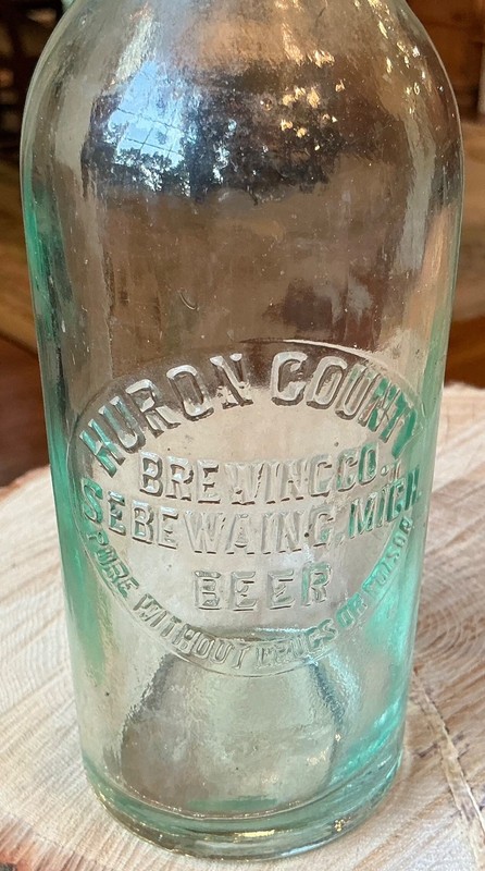 RARE SEBEWAING, MICHIGAN BEER, HURON COUNTY BREWING, “PURE WITHOUT DRUGS..APPLD’