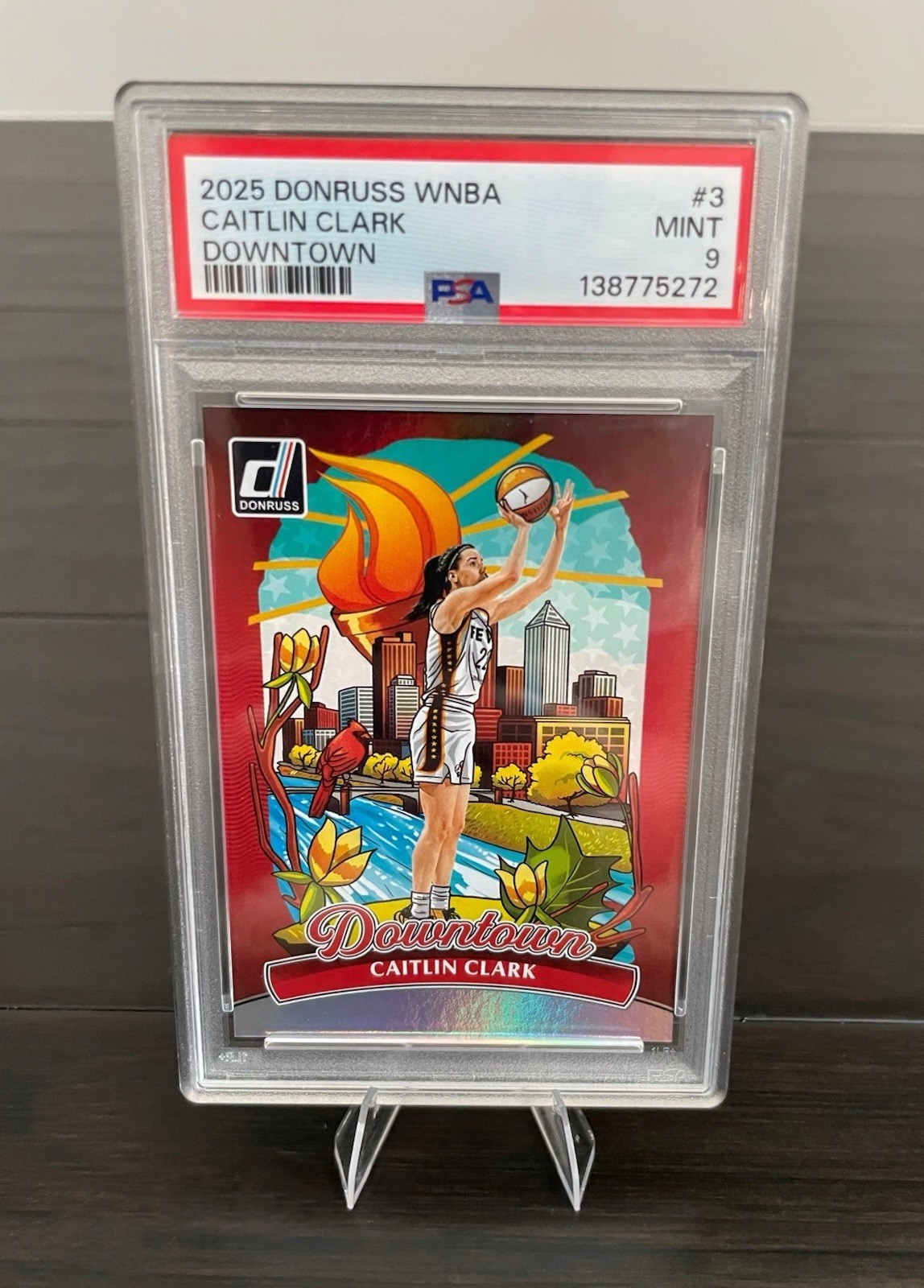 Caitlin Clark #3 Basketball Cards 2025 Panini Donruss WNBA Downtown trading card — raw and PSA graded price guide
