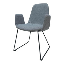 KFF Stuhl Plies Stoff Hallingdal 116 Weiß-Grau Drahtkufengestell Eisenblank M15