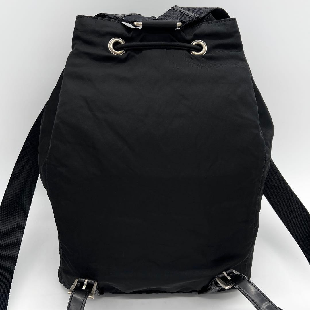 Rare  Prada Drawstring Backpack Triangle Logo Bla… - image 3