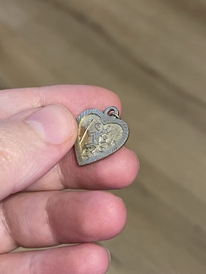 Vintage HEART SHAPED ST SAINT CHRISTOPHER PENDANT