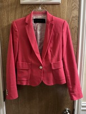 Zara Basic Single Button Blazer Jacket Size XS Fuchsia Pink Stretch Vented