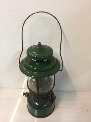 #ad Vintage Coleman Lantern Dated 10 52 Pyrex Globe Green USA Made $75.00