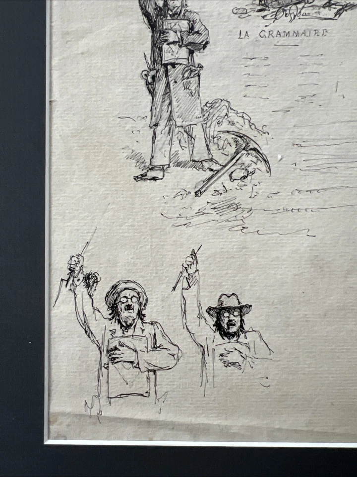 Dibujo a tinta francés del siglo XIX, programa de menú Le Sans Souci, alrededor de 1850 Foto 4 de 4