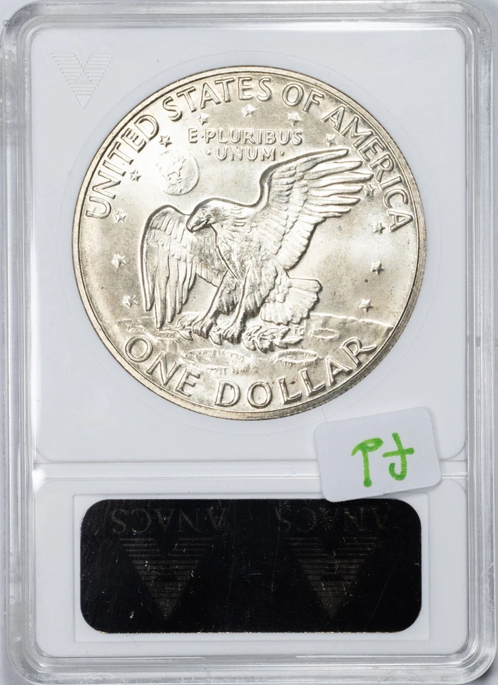 1973-S ANACS MS67 Silver Eisenhower Dollar Uncirculated OLD SOAPBOX HOLDER! - Image 2 of 4