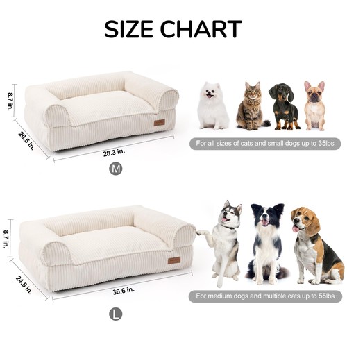 Dog Couch Bed, Corduroy Cozy Cat Bed for Indoor Cats with Washable Cover, Sup... - Picture 6 of 9