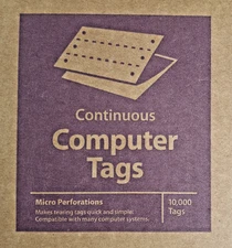 Continuous Computer Tags Blank Yellow Paper 4" x .5" approx 9000 Cleaners Supply