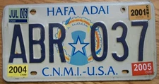 COMMOMWEALTH of the NORTHERN MARIANA IS.(CNMI) LICENSE PLATE -ABR 037- HAFA ADAI