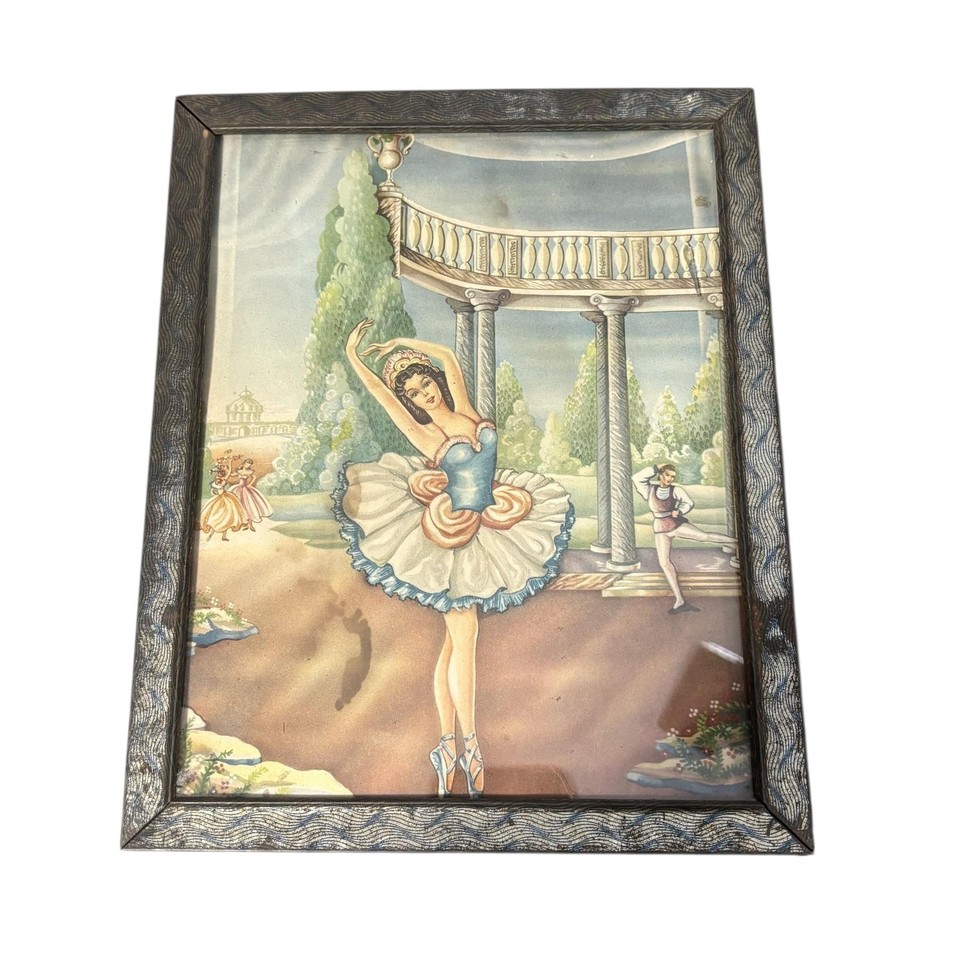 A vintage Art Deco-style ballerina framed print with timeless elegance — the kind of wall piece that looks intentional in any styled room.