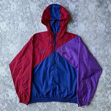 Vintage 90s Nike Gray Tag Color Block Half Zip Windbreaker Jacket Medium Tennis