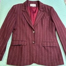 Vintage JONES NEW YORK Wool 2-Pc Skirt Jacket Suit Set 12/14 Dk Burgundy VGUC