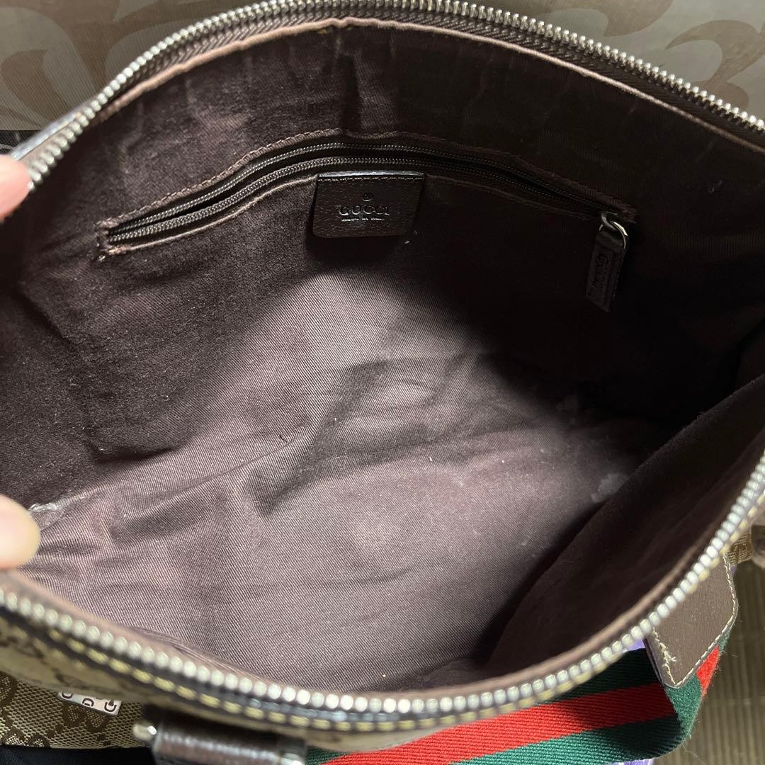 GUCCI Canvas GC Pattern Beige Brown Vintage Handbag Authentic Rare Bag thumbnail 4