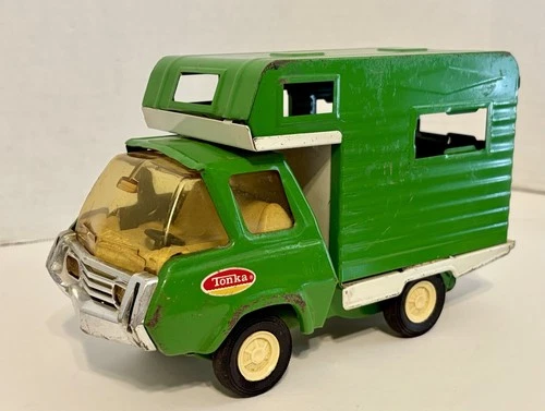 Vintage 1970s Green Classic TONKA Truck RV Camper Pressed Steel USA