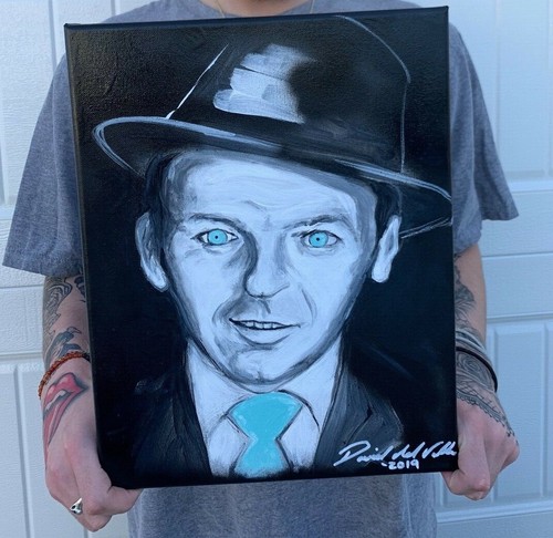 Frank Sinatra Painting Music Legend Bobby Soxer Rat Pack 40's 50's Pop Art SLIMY - Picture 2 of 2