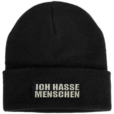 Mütze Ich hasse Menschen schwarz Beanie Strickmütze Anti Alles Hate People black