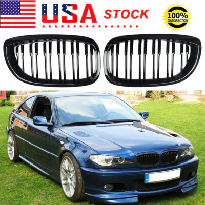 Gloss Black Front Kidney Grill Grille For BMW E46 Coupe 330Ci 325Ci LCI ...