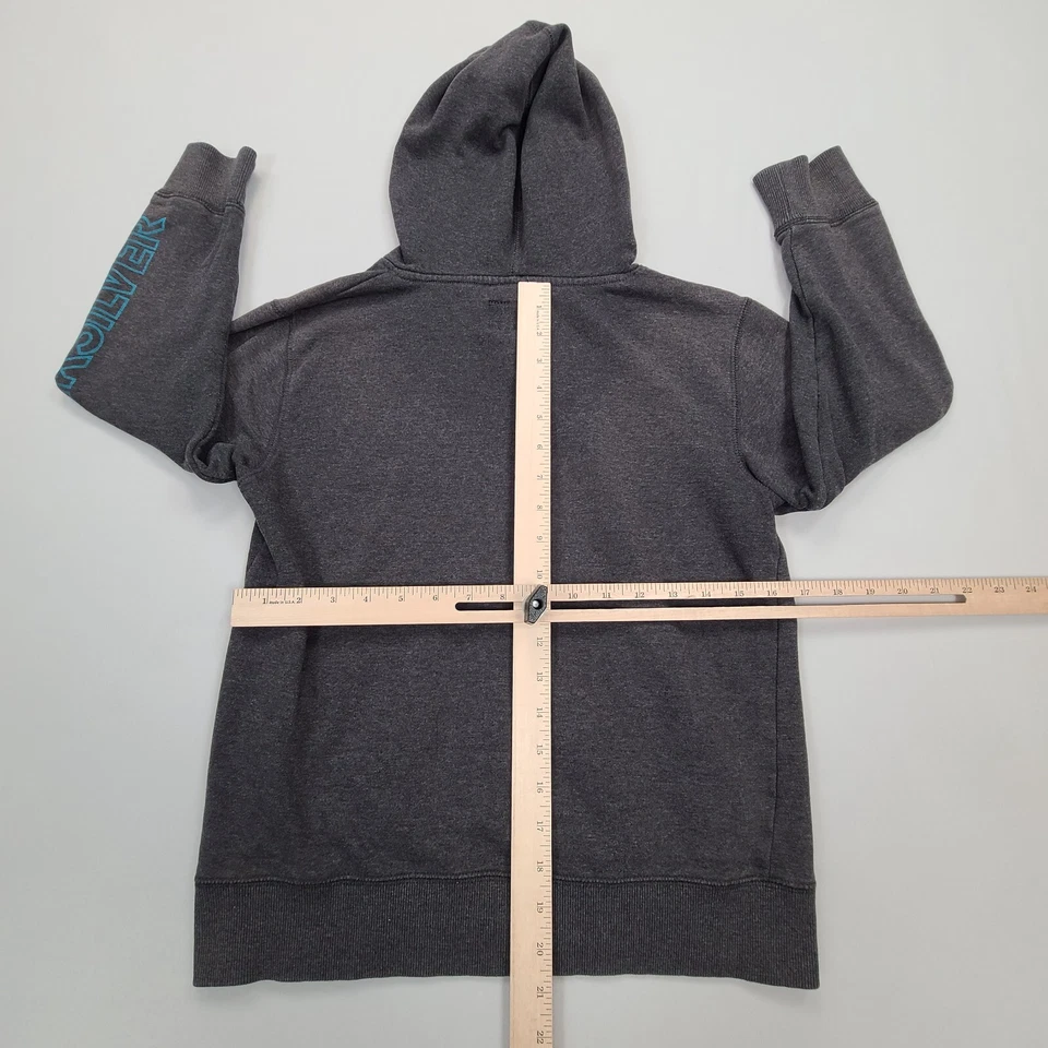 Moletom com capuz Quiksilver masculino cinza médio praia casual jovens crianças - Imagem 3 de 4