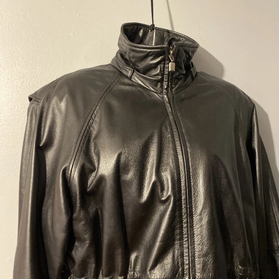 Chaqueta de cuero vintage para mujer talla Lg colorete de Spiegel negra Foto 4 de 4