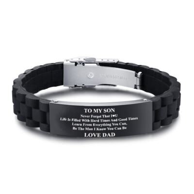 Bracciale In Silicone Con Elementi In Acciaio, Acciaio Rosè Uomo In Luca Barra Ba1477 - Foto 3