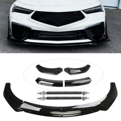 Front Bumper Lip Chin Spoiler With Strut Rod For Acura Integra Glossy Black