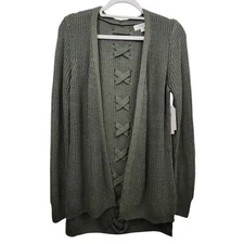 Pinque Green Cable Knit Open Front Cardigan Size XS