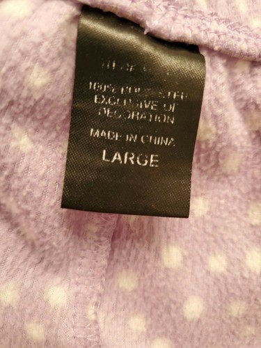 Womens Sleep Lounge Pants Size L Large Purple White Polka Dot Fleece - Picture 2 of 4