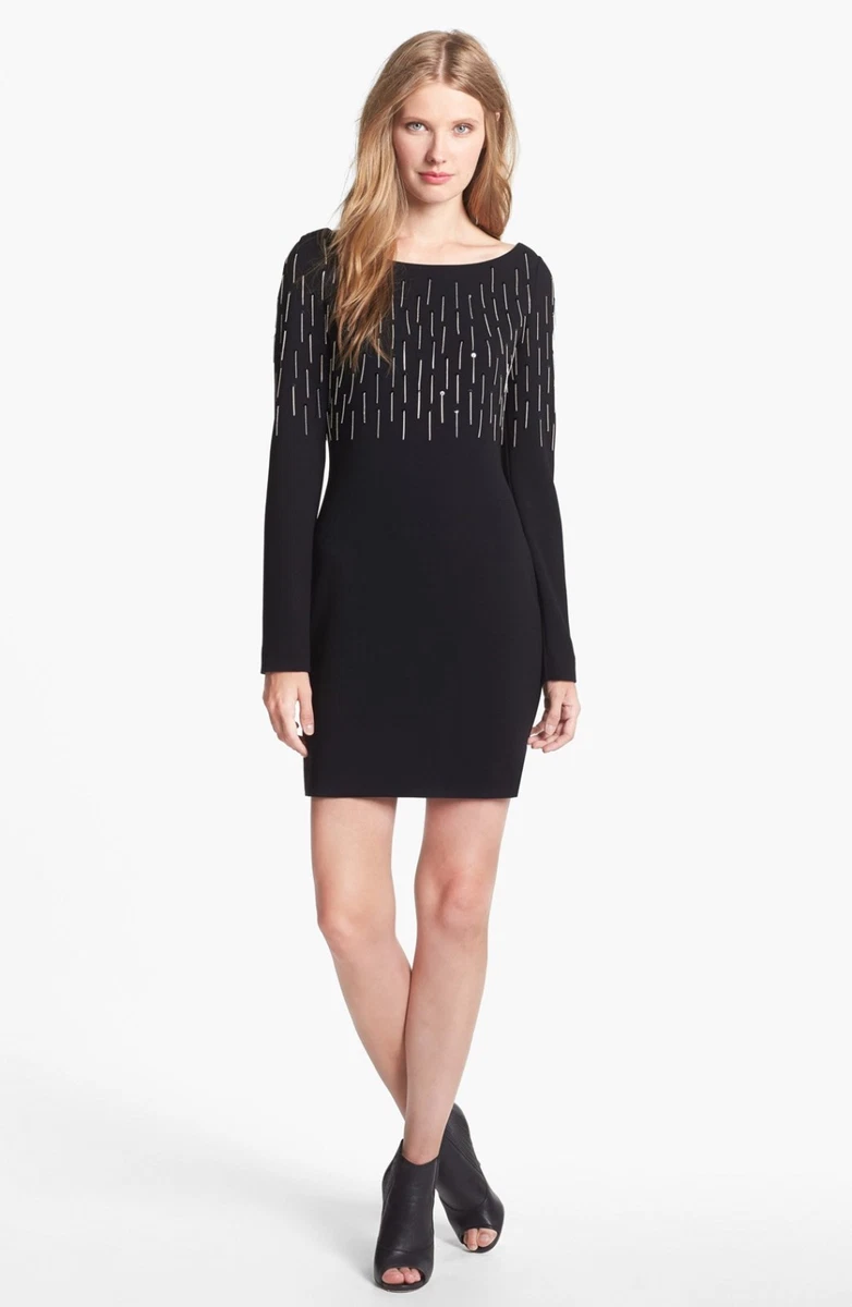 Diane Von Furstenberg Robe Droite Perlée Owen En Triacétate Bleu Marine  1025688