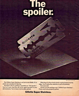 1967 Gillette Super Stainless Razor Blade The Spoiler Vintage Print AD