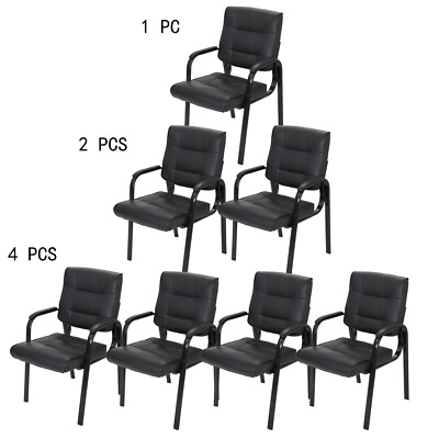 1/2/4 PCS Leather Guest Chair Reception Chairs Waiting Room Office Desk Black