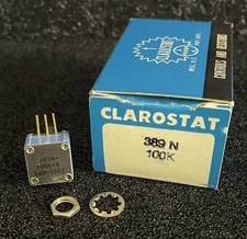1pc Clarostat 389N-100K-S  100K OHM  1.0 WATT Linear Taper Potentiometer **NOS