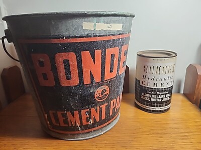 Vintage Advertising Bondex Cement Bucket With Cement Can 
