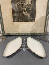 2 Anciens Raviers en Porcelaine Vieux Paris liseret or et vert fin XIXeme