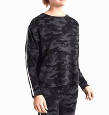 Sundry Gray Black Camo Pullover Knit Sweatshirt 2 / M Crew Neck USA Made Casual