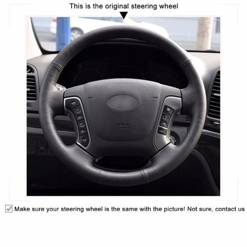 Cubierta de volante de coche de cuero negro para Hyundai Santa Fe H-1 Starex i800 - Imagen 3 de 6