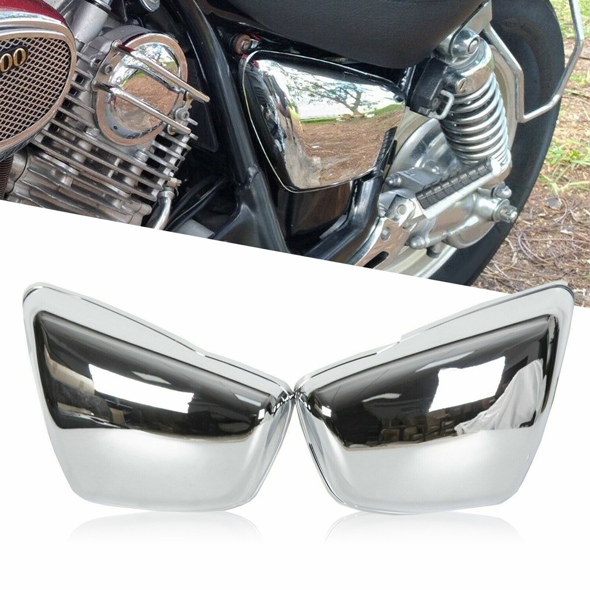 Chrome L/R Panel Battery Side Cover For Yamaha XV 700 750 1000