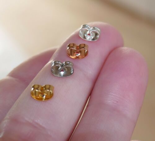 20 Stainless Steel Hypoallergenic Butterfly Earring Stud Backs 6mm Stoppers Gold - Picture 1 of 17